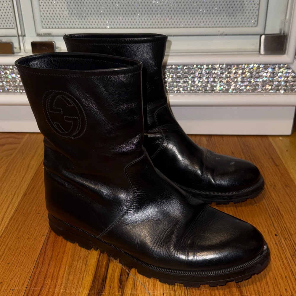 Gucci Embossed GG logo leather Boots
